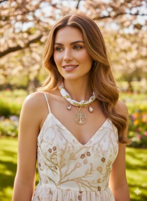 Bandana de Seda y Dije del Arbol de la Vida