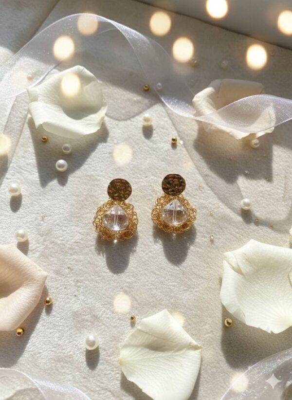 Gota de Luz  Cristal Facetado y Filigrana de Chapa de Oro