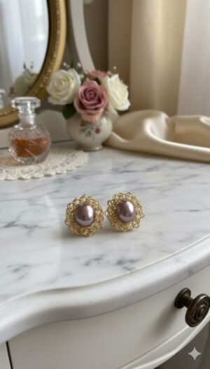 Perla Morada y Filigrana Dorada