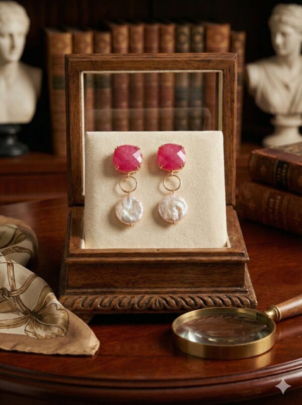 Diva de Rubí - Cuarzo Fucsia y Perlas Barrocas Colgantes