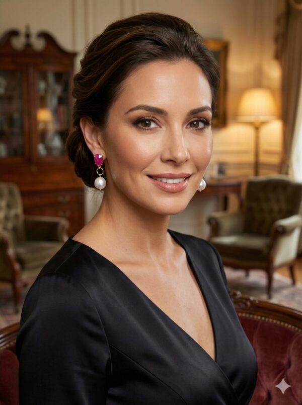 Aretes "Glamour Vintage", Pendientes Gota de Rubí con Perla Redonda de Lujo