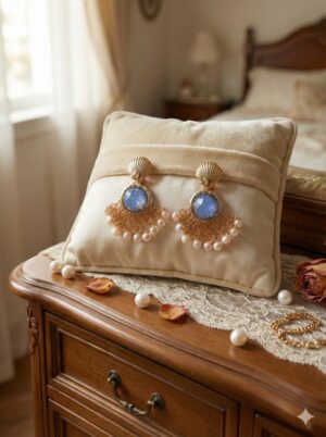 IMG_2522 Aretes Colgantes "Princesa del Mar", Pendientes Vintage con Filigrana Dorada y Perlas