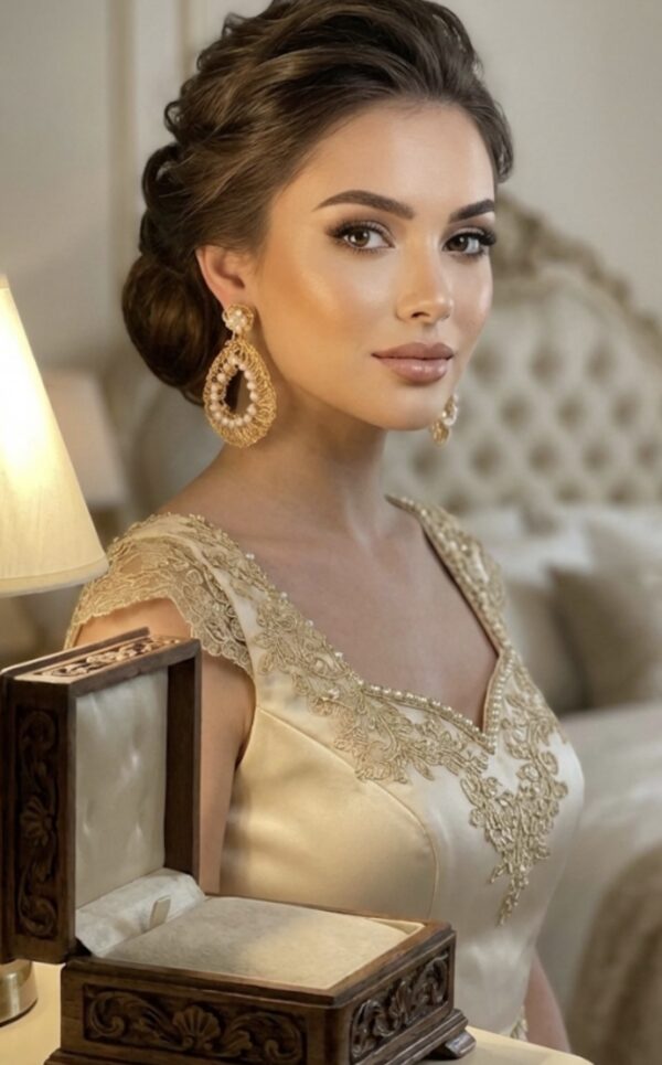 Screenshot Pendientes "Lágrima de Nácar" - Filigrana Dorada Tejida y Microperlas