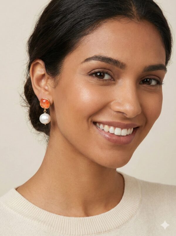 IMG_2530 Atardecer Barroco - Ágata Naranja y Perlas Colgantes