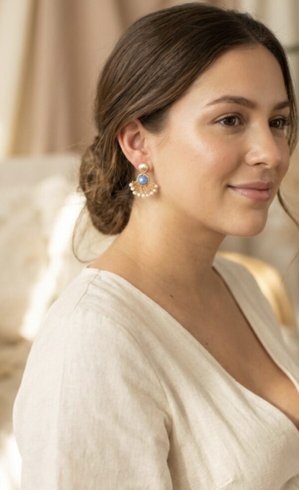 Aretes Colgantes "Princesa del Mar", Pendientes Vintage con Filigrana Dorada y Perlas