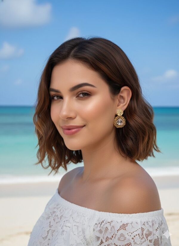 Gota de Luz  Cristal Facetado y Filigrana de Chapa de Oro