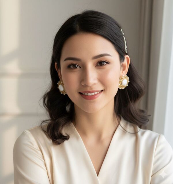 Pendientes de Botón con Perla Irregular y Micropedrería