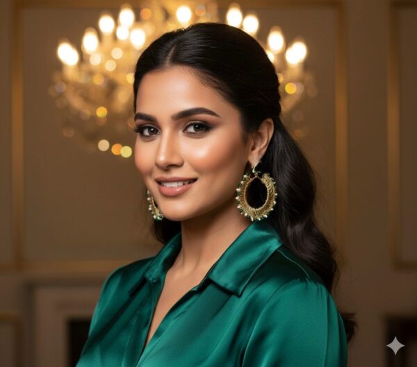 Majestad Dorada con detalles verdes y perlas