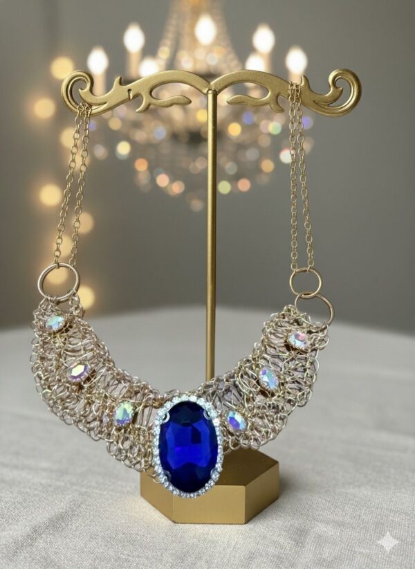 Cristal Azul con hilo de chapa de oro