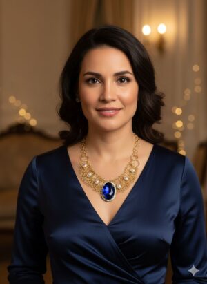 Cristal Azul con hilo de chapa de oro