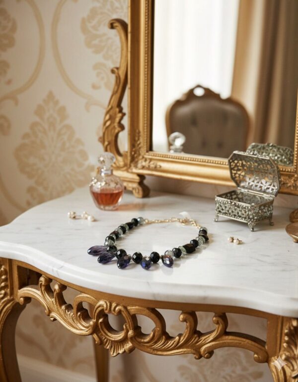 Gargantilla de Ónix Facetado y Cristales Colgantes