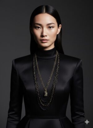 Collar Multi-capa de Cadenas Finas Mixtas con Dije de Pirita
