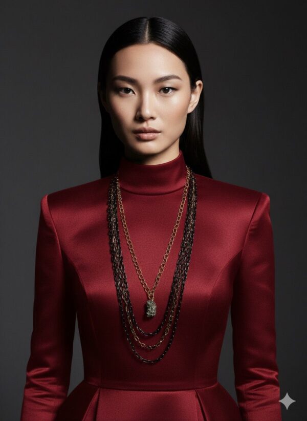 Collar Multi-capa de Cadenas Finas Mixtas con Dije de Pirita