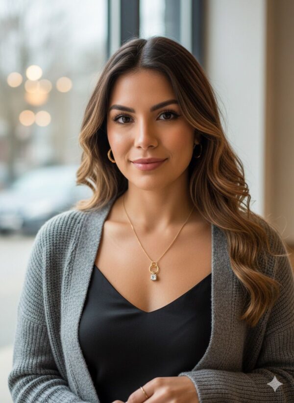 Collar de Cadena Fina Dorada con Dije de Cristal Cuadrado