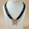 Gargantilla (Choker) de Tela Negra con Dije de Mariposa Grande en Pavé de Cristales