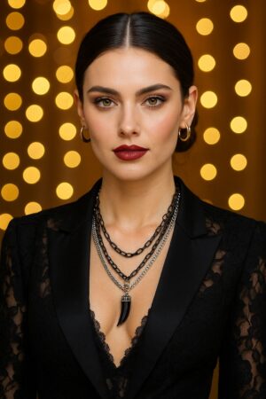 Amuleto Urbano Cadenas Bicolor y Dije Cuerno Negro Onix