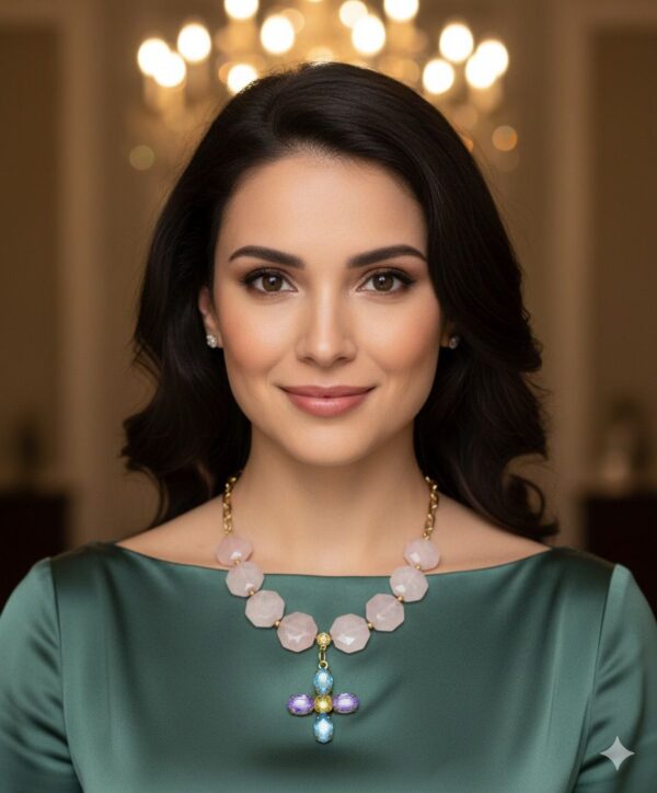 Rosa de Bohemia" - Cuarzo Rosa y Cruz de Cristales