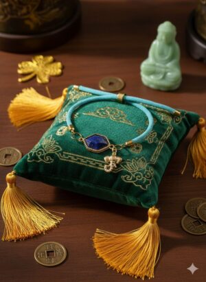 Pulsera Ajustable de Cordón Turquesa con Dije de Elefante y Piedra Lapislázuli