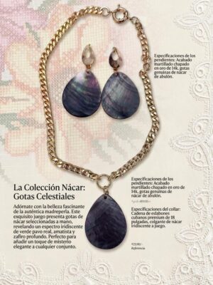 COLLAR DE CHAPA DE ORO CON DIJE TIPO GOTA DE MADRE PERLA