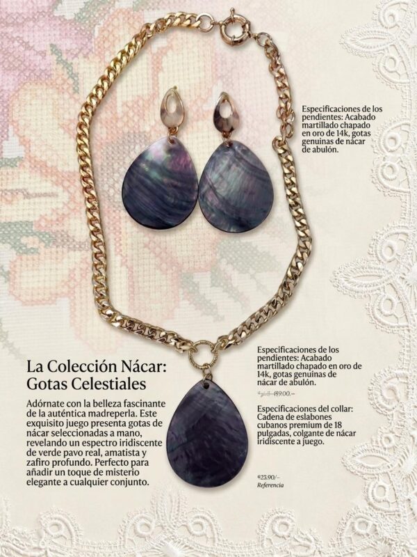 COLLAR DE CHAPA DE ORO CON DIJE TIPO GOTA DE MADRE PERLA