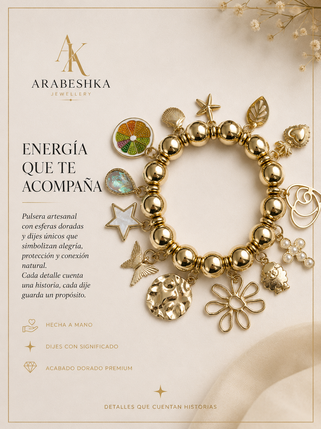 2E91532F-03AD-4CB4-9FC1-E92329C842B9 PULSERA DE VARIOS DIJES EN CHAPA DE ORO