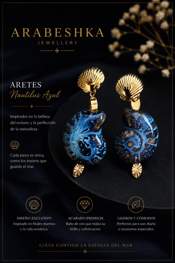 ARETES DE MAR CON PIEDRA DE CARACOL DE CERAMICA